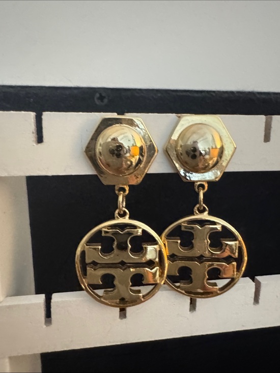 Tory Burch Jewelry - Tory Burch Gold Logo Drop Earrings